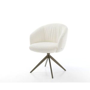 Otočná stolička Caja-Flex s podrúčkami Bouclé Biely krížový rám so vyobraziť