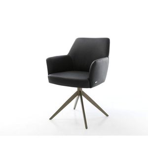 Otočná stolička Xana-Flex s podrúčkami Pravá koža Čierny krížový rám vyobraziť