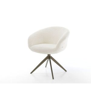 Otočná stolička Vinka-Flex s podrúčkami Bouclé Biely krížový rám so vyobraziť