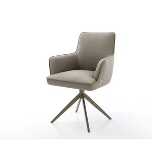 Otočná stolička Heira-Flex s podrúčkami pravá koža blatový krížový rám vyobraziť