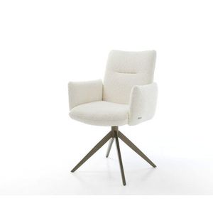 Otočná stolička Jova-Flex s podrúčkami Bouclé Biely krížový rám so vyobraziť