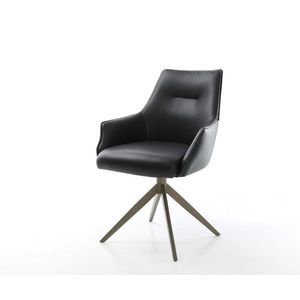 Otočná stolička Alja-Flex s podrúčkami Pravá koža Čierny krížový rám vyobraziť