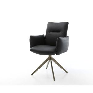 Otočná stolička Jova-Flex s podrúčkami Pravá koža Čierny krížový rám vyobraziť