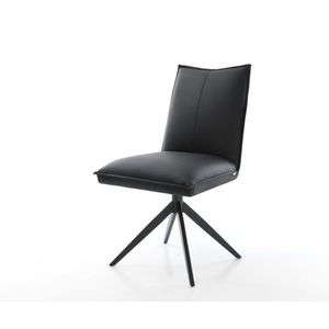 Otočná stolička Lelio-Flex pravá koža čierna Krížový rám široký čierny vyobraziť