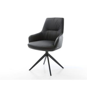 Otočná stolička Zelia-Flex s podrúčkami pravá koža čierna Krížový rám vyobraziť