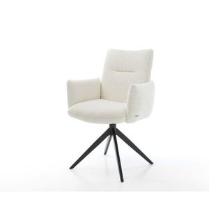 Otočná stolička Jova-Flex s podrúčkami Bouclé biela Krížový rám široký vyobraziť