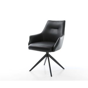 Otočná stolička Alja-Flex s podrúčkami pravá koža čierna Krížový rám vyobraziť