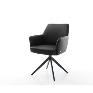 Xana-Flex otočné kreslo s podrúčkami pravá koža čierna Krížový rám vyobraziť