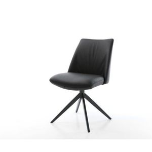 Otočná stolička Elso-Flex pravá koža čierna Krížový rám široký čierny vyobraziť