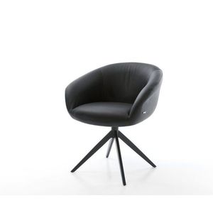 Otočná stolička Vinka-Flex s podrúčkami pravá koža čierna Krížový rám vyobraziť