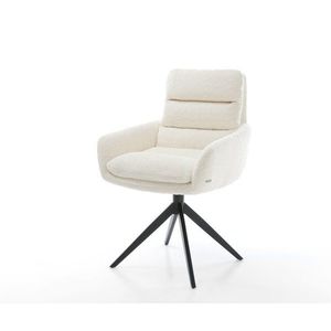 Otočná stolička Abelia-Flex s podrúčkami Bouclé biela Krížový rám vyobraziť