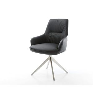 Otočná stolička Zelia-Flex s podrúčkami Pravá koža Čierny široký vyobraziť