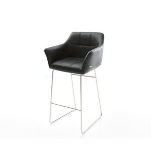 Barová stolička Yulo-Flex z pravej kože čierna tenká základňa vyobraziť