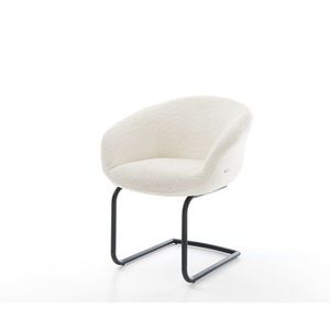 Jedálenská stolička Vinka-Flex s podrúčkami z bouclé biela konzolová vyobraziť