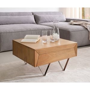 Konferenčný stolík Kayu 60x60x20 cm prírodná akácia 2 zásuvky podstava vyobraziť