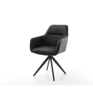 Otočná stolička Pejo-Flex čierna pravá koža krížová základňa štvorcová vyobraziť