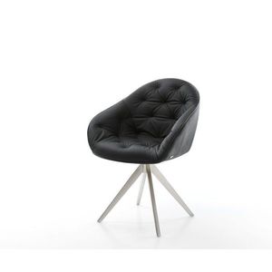 Otočná stolička Gaio-Flex čierna krížová základňa pravá koža štvorcová vyobraziť