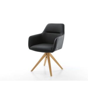 Otočná stolička Pejo-Flex čierna pravá koža drevená základňa štvorcová vyobraziť