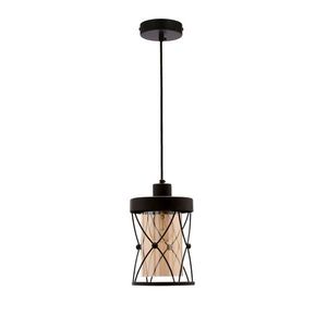 Závesná lampa Agar čierna E27 jantárové tienidlo vyobraziť