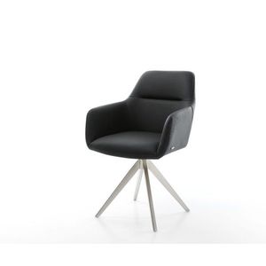 Otočná stolička Pejo-Flex čierna pravá koža krížová základňa štvorcová vyobraziť