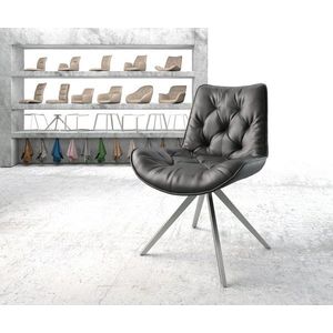 Otočná stolička Taimi-Flex čierna pravá koža krížová základňa vyobraziť