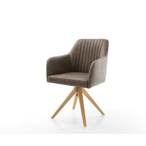 Otočná stolička Greg-Flex taupe vintage z mikrovlákna s drevenou vyobraziť
