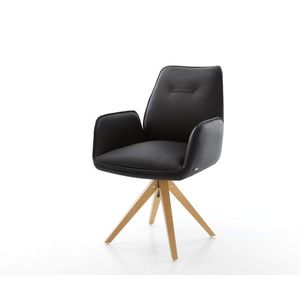 Otočná stolička Zoa-Flex čierna pravá koža drevená základňa štvorcová vyobraziť