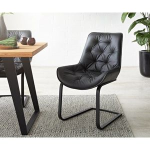 Jedálenská stolička Taimi-Flex čierna z pravej kože konzolová podnož vyobraziť