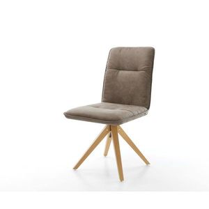 Otočná stolička Vinjo-Flex taupe vintage z mikrovlákna s drevenou vyobraziť