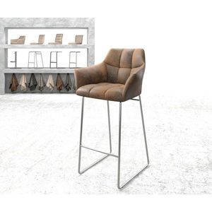 Barová stolička Yulo-Flex vintage hnedá tenká základňa z nerezovej vyobraziť