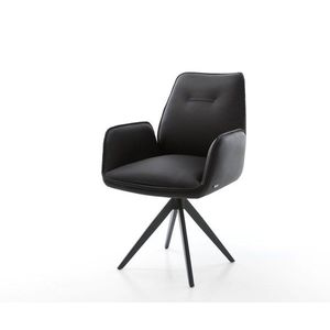 Otočná stolička Zoa-Flex čierna pravá koža krížová základňa štvorcová vyobraziť