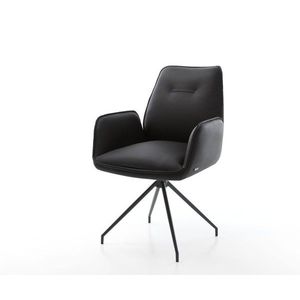 Otočná stolička Zoa-Flex čierna z pravej kože s krížovou základňou vyobraziť