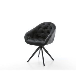 Otočná stolička Gaio-Flex čierna pravá koža krížová základňa štvorcová vyobraziť