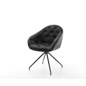 Otočná stolička Gaio-Flex čierna z pravej kože s krížovou základňou vyobraziť