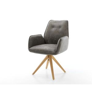 Otočná stolička Zoa-Flex šedá vintage z mikrovlákna s drevenou vyobraziť