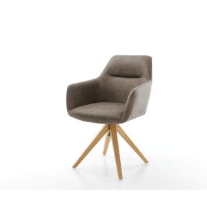 Otočná stolička Pejo-Flex taupe vintage z mikrovlákna s drevenou vyobraziť