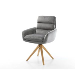 Otočná stolička Abelia-Flex s podrúčkami sivá zamatová drevená vyobraziť