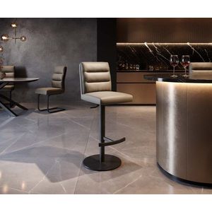 Barová stolička Pela-Flex pravá koža béžová otočná podnož výškovo vyobraziť