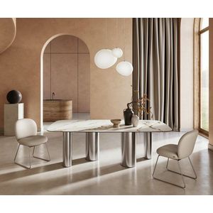 Jedálenský stôl Edge oválny 240x120 cm keramický Calacatta Luxe bielo vyobraziť