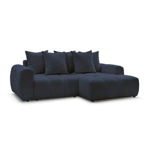 Modrá rozkladacia/s úložným priestorom rohová pohovka z textílie buklé (pravý roh/s leňoškou) Roxelane – Bobochic Paris vyobraziť