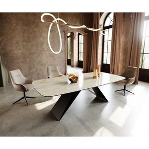 Jedálenský stôl Edge oválny 240x120 keramický Onice Oro podnož v tvare vyobraziť