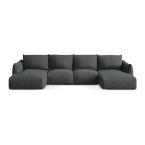 Tmavosivá ženilková rozkladacia rohová pohovka (do tvaru "U") Leila – Makamii vyobraziť