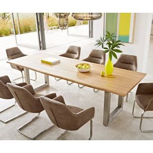 Jedálenský stôl Edge 260x100 cm prírodný dub nerezová oceľ široký živý vyobraziť