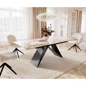 Jedálenský stôl Edge 180-220x100 keramický Minas Melange biely vyobraziť