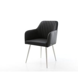 Jedálenská stolička Greg-Flex čierna pravá koža kužeľovitá podnož vyobraziť