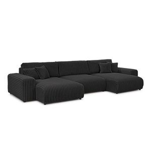 Tmavosivá menčestrová rozkladacia/s úložným priestorom rohová pohovka (do tvaru "U") Sarina – Ropez vyobraziť