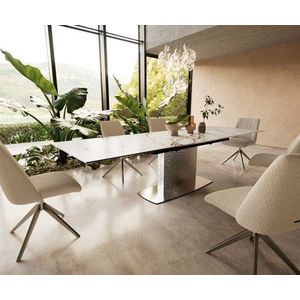 Jedálenský stôl Edge 200-300x100 keramický Calacatta Luxe bielo-zlato vyobraziť