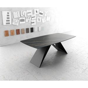 Jedálenský stôl Hrana zaoblená 200x100cm Laminam® keramika hnedá vyobraziť