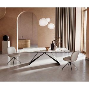 Jedálenský stôl Edge oválny 240x120 keramický Calacatta Luxe bielo vyobraziť