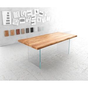 Jedálenský stôl Edge 200x100 cm XL prírodná podnož z akáciového skla vyobraziť